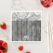 Serviette En Papier grange rustique dentelle mariage campagnard occide (En situation)