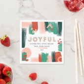 Serviette En Papier Graphique abstrait moderne rouge, rose + vert joye (En situation)