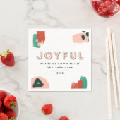 Serviette En Papier Graphique abstrait moderne rouge, rose + vert joye (En situation)