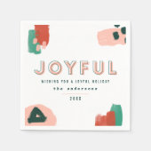 Serviette En Papier Graphique abstrait moderne rouge, rose + vert joye (Devant)
