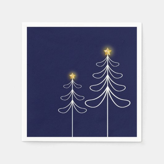 Serviette En Papier Graphique d'arbre de Noël de la Marine moderne (Devant)