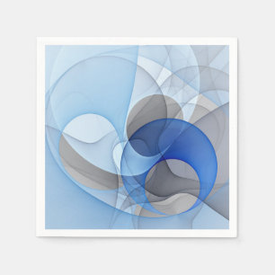 Serviette En Papier Graphique d'art fractal gris bleu Abstrait moderne