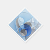Serviette En Papier Graphique d'art fractal gris bleu Abstrait moderne (Coin)