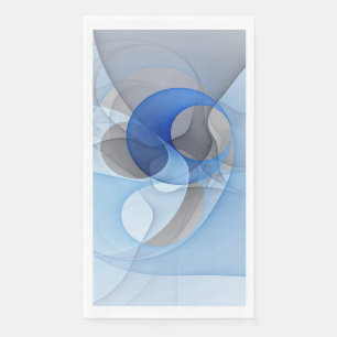 Serviette En Papier Graphique d'art fractal gris bleu Abstrait moderne