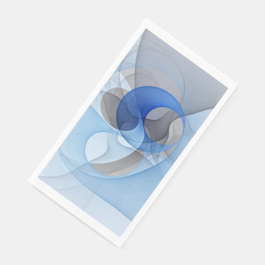 Serviette En Papier Graphique d'art fractal gris bleu Abstrait moderne (Coin)