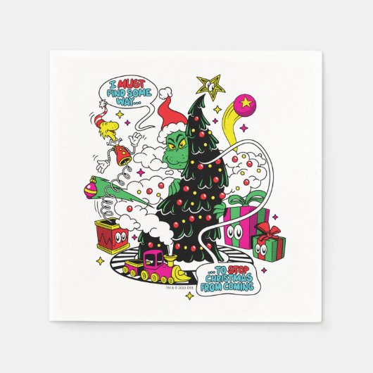 Serviette En Papier Graphique de Noël coloré Grinch (Devant)