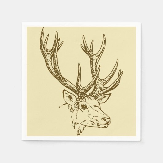 Serviette En Papier Graphique d'illustration de la tête de cerf (Devant)