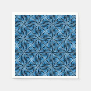 Serviette En Papier Graphique géométrique 3D spirale torse bleu