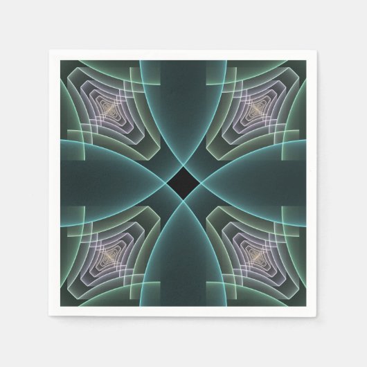 Serviette En Papier Graphique géométrique Turquoise moderne (Devant)