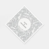 Serviette En Papier Graphique moderne gris argenté floral (Coin)