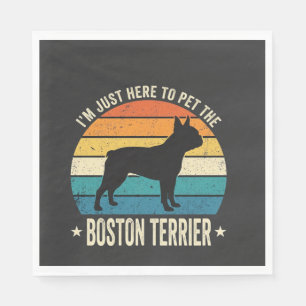Serviette En Papier Graphique Rétro pour Amoureux de Boston Terrier_1
