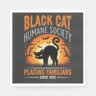 Serviette En Papier Graphique vintage de la Société humanitaire Black