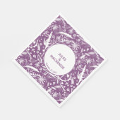 Serviette En Papier Graphique Violet moderne Floral Botanique (Coin)