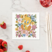Serviette En Papier Graphisme de broderie florale TWEETY™ (En situation)