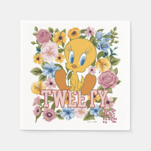 Serviette En Papier Graphisme de broderie florale TWEETY™