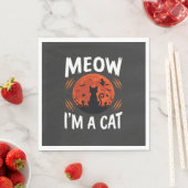 Serviette En Papier Graphisme de silhouette de chat de lune drôle d'Ha (En situation)