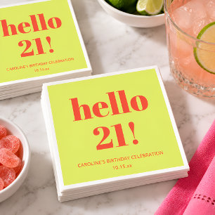 Serviette En Papier Graphisme Gras Chartreuse Anniversaire 21 Ans