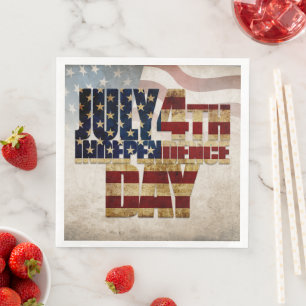 Serviette En Papier Graphisme Grunge USA 4 juillet Indépendance