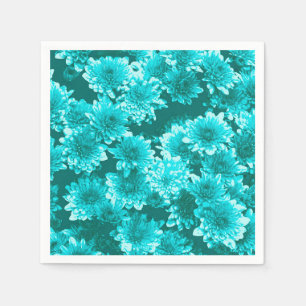 Serviette En Papier Graphisme moderne Dahlia Motif, Turquoise et Aqua