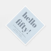 Serviette En Papier Gras Bleu Doux Moderne 50e Anniversaire Personnali (Coin)