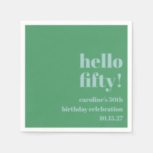 Serviette En Papier Gras Bleu Vert mignon Moderne Personnalisé 50e ann