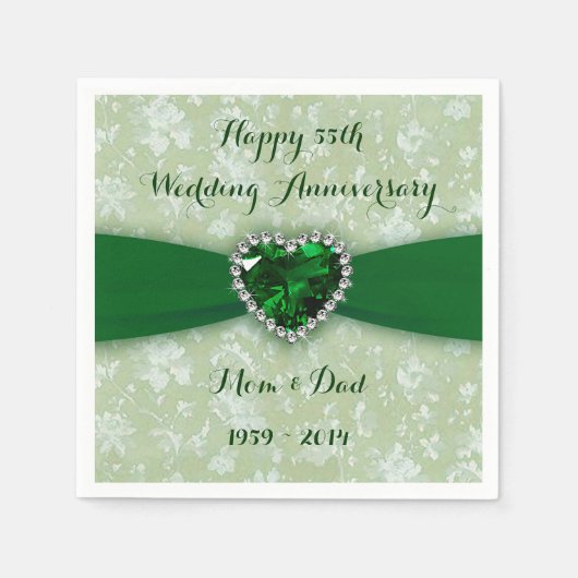 Serviette En Papier Gras Damask 55ème Mariage Anniversaire Papier serv (Devant)