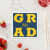 Serviette En Papier Gras GRAD Jaune sur Bleu Graduation (En situation)