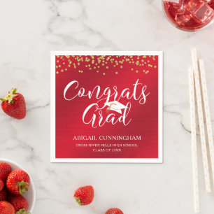 Serviette En Papier GRAS GRAD Script typographie métal rouge or