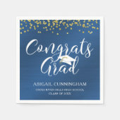 Serviette En Papier GRAS GRAD Script Typographie Métallic Bleu Or (Devant)