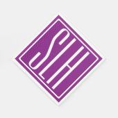 Serviette En Papier Gras moderne 3 initiales Monogramme | Blanc et pou (Coin)