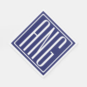 Serviette En Papier Gras moderne 3 initiales Monogramme | bleu marine (Coin)