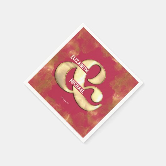 Serviette En Papier Gras moderne élégant or rose Mariage magenta (Coin)