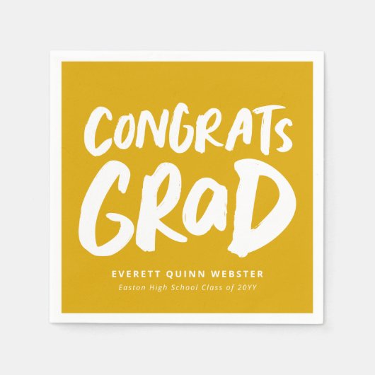 Serviette En Papier Gras moderne grad graduation jaune or (Devant)