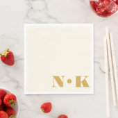 Serviette En Papier Gras Moderne Initiales Monogramme Mariage crème ja (En situation)