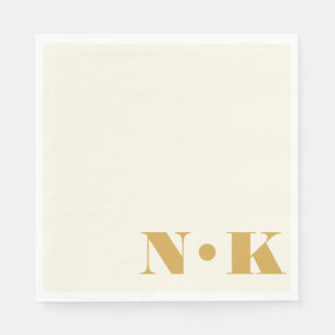 Serviette En Papier Gras Moderne Initiales Monogramme Mariage crème ja