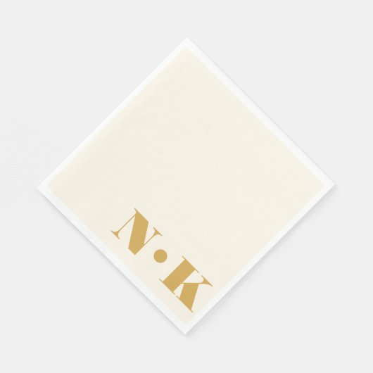 Serviette En Papier Gras Moderne Initiales Monogramme Mariage crème ja (Coin)