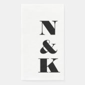 Serviette En Papier Gras moderne Monogramme Initiales Mariage Blanc (Devant)