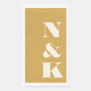 Serviette En Papier Gras Moderne Monogramme Initiales Mariage Jaune
