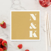 Serviette En Papier Gras Moderne Monogramme Initiales Mariage Jaune (En situation)