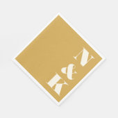 Serviette En Papier Gras Moderne Monogramme Initiales Mariage Jaune (Coin)