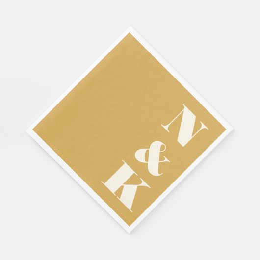 Serviette En Papier Gras Moderne Monogramme Initiales Mariage Jaune (Coin)