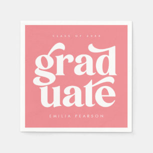 Serviette En Papier Gras moderne Type Blush Pink Graduation Party