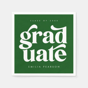 Serviette En Papier Gras moderne Type Green Graduation Party Napkins