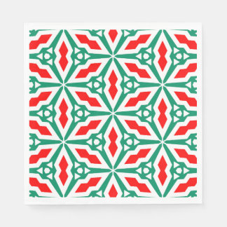 Serviette En Papier Gras Noël rouge et vert Étoile de neige