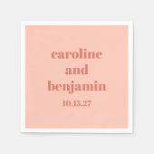 Serviette En Papier Gras Peach Rust Chic Moderne Mariage Personnalisé (Devant)