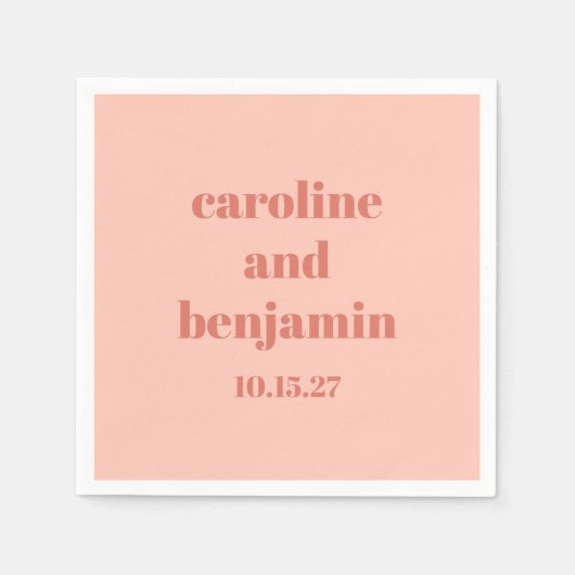 Serviette En Papier Gras Peach Rust Chic Moderne Mariage Personnalisé (Devant)