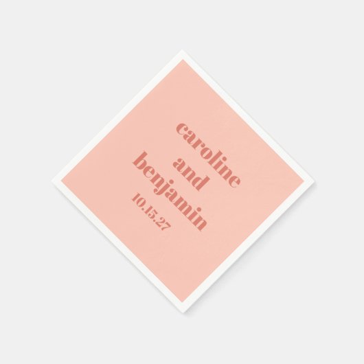 Serviette En Papier Gras Peach Rust Chic Moderne Mariage Personnalisé (Coin)