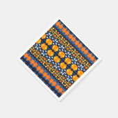 Serviette En Papier Gras Retro Floral Illustration en orange (Coin)