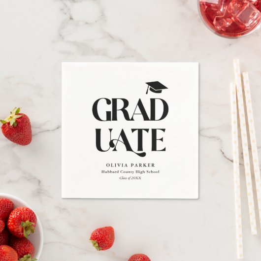 Serviette En Papier Gras Retro Graduate White Graduate Party (En situation)