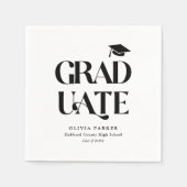 Serviette En Papier Gras Retro Graduate White Graduate Party (Devant)